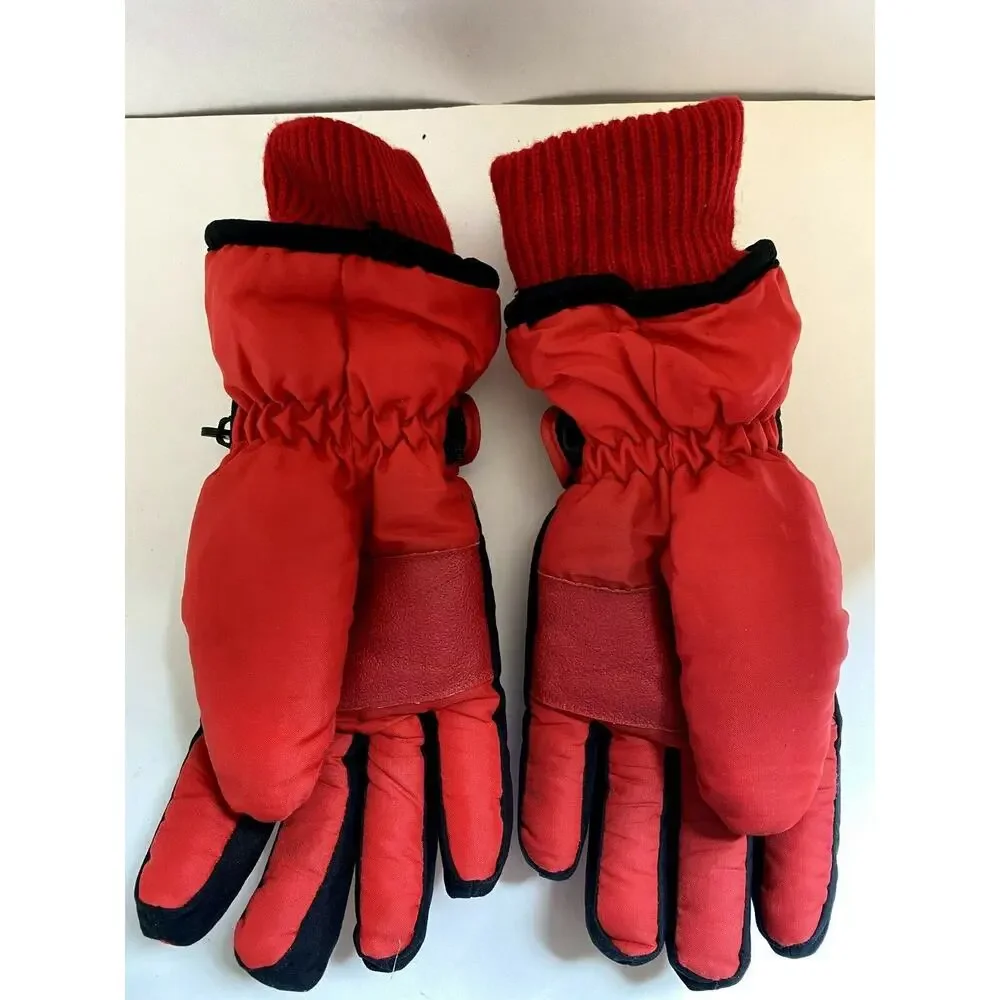 Vtg Vaporwave Paris Thinsulate Red Winter Ski Snow Gloves Womens S Girls 10-12